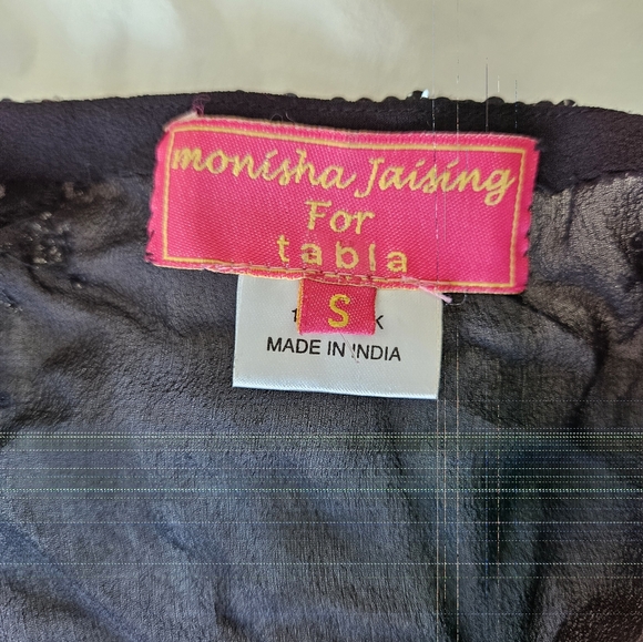 Monisha Jaising × Tabla Sheer Black Sequin New York Embellished Tunic Top - Picture 10 of 12